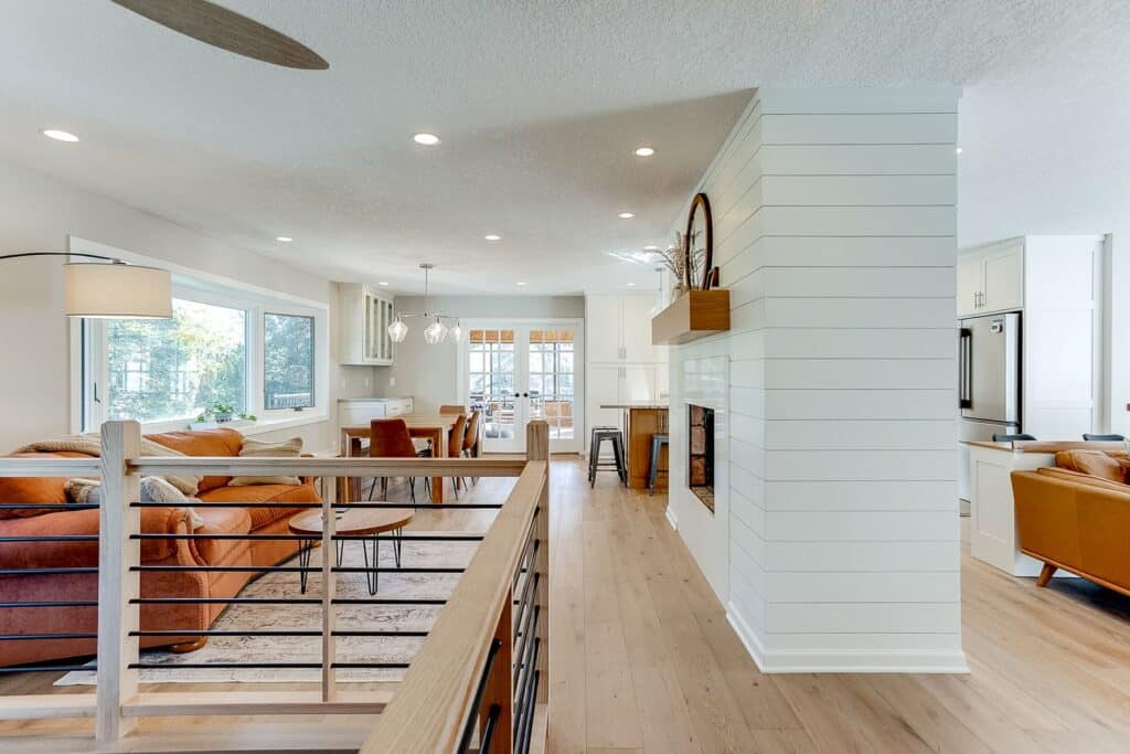 Modern Farmhouse Style Living Room in Excelsior, MN by Stonehearth Remodeling